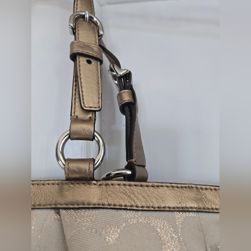 Coach Signature Canvas Shoulder Bag in Champagne - Picture 13 of 14